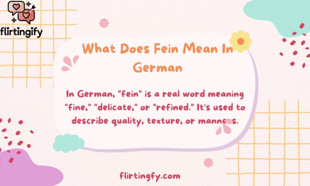What Does Fein Mean In German